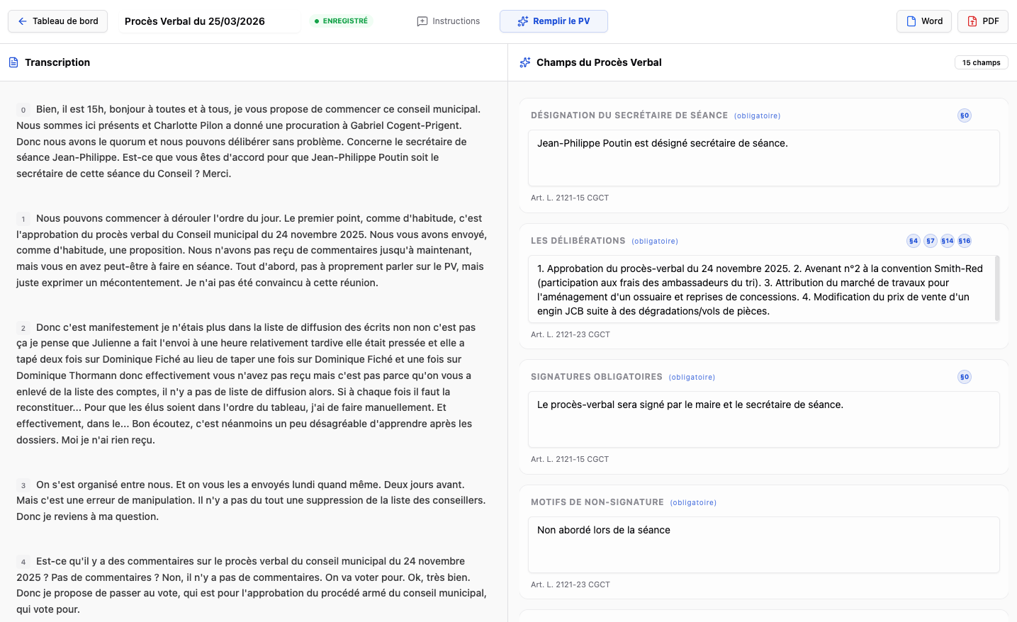 Procès-verbal automatique